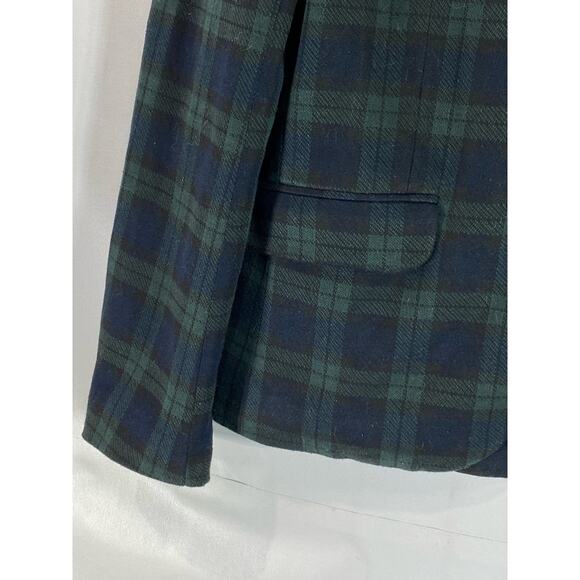 ZARA MAN Men's Green Plaid Two-Button Elbow-Patch Blazer SZ M - Picture 6 of 12